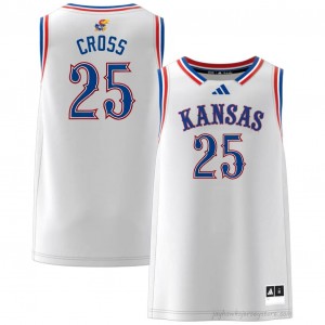 Authentic University of Kansas #25 Justin Cross Jersey - White Men NCAA Basketball Fan Embroidered 42308780