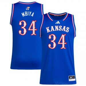 Kansas #34 Paul Mbiya Royal Jersey - Men Player Basketball Fan Stitched 21359835