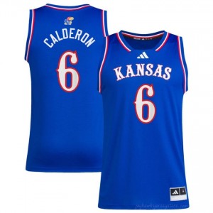 Jayhawks #6 Samis Calderon Royal Jersey - Men College Basketball Fan Stitched 99118453