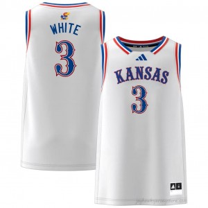 Authentic University of Kansas #3 Tre White Jersey - White Men High School Basketball Fan Embroidered 60052838