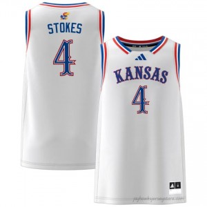 Authentic Jayhawks #4 Tyran Stokes Jersey - White Men NCAA Basketball Fan Embroidered 64812744