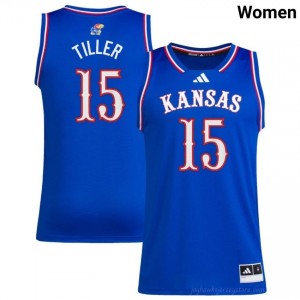 #15 Bryson Tiller Licensed Jayhawks Player Royal Basketball Jersey - Women Hoops Fan Stitched 88181766