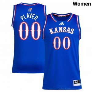 #00 Custom Licensed University of Kansas Player Royal Basketball Jersey - Women Hoops Fan Stitched 34467046