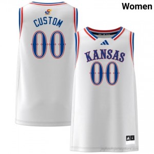 2025 Kansas Jayhawks Custom #00 Basketball Jersey - White Women High School Hoops Authentic Stitched 52965073