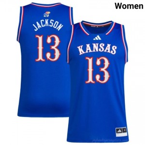 #13 Elmarko Jackson Licensed Kansas Player Royal Basketball Jersey - Women Hoops Fan Stitched 36156086