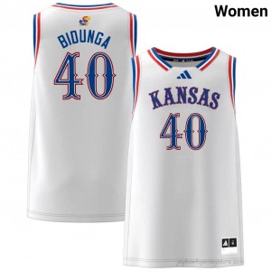 2025 KU Jayhawks Flory Bidunga #40 Basketball Jersey - White Women NCAA Hoops Authentic Stitched 15564447
