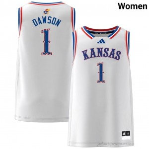 2025 Kansas Jayhawks Jayden Dawson #1 Basketball Jersey - White Women NCAA Hoops Authentic Stitched 65331978