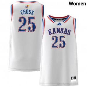 2025 Kansas Justin Cross #25 Basketball Jersey - White Women High School Hoops Authentic Stitched 15375259