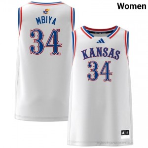 2025 University of Kansas Paul Mbiya #34 Basketball Jersey - White Women NCAA Hoops Authentic Stitched 73576858