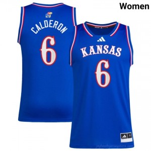 #6 Samis Calderon Licensed University of Kansas Player Royal Basketball Jersey - Women Hoops Fan Stitched 40825272