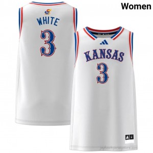 2025 Kansas Tre White #3 Basketball Jersey - White Women NCAA Hoops Authentic Stitched 67103943