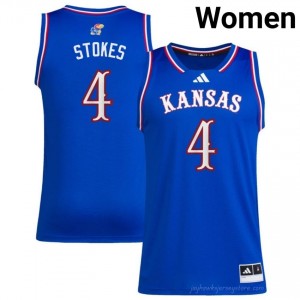 #4 Tyran Stokes Licensed KU Jayhawks Player Royal Basketball Jersey - Women Hoops Fan Stitched 72854882