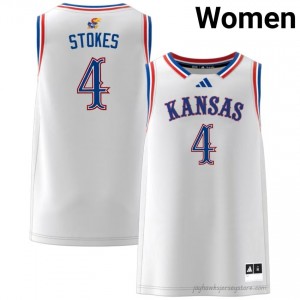2026 University of Kansas Tyran Stokes #4 Basketball Jersey - White Women High School Hoops Authentic Stitched 35379990
