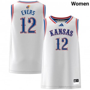 2025 Jayhawks Wilder Evers #12 Basketball Jersey - White Women High School Hoops Authentic Stitched 92380626