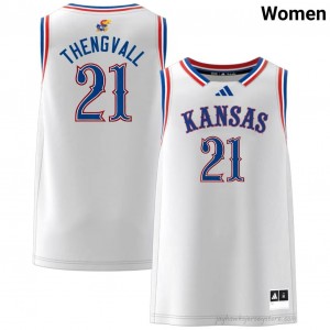 2025 KU Jayhawks Will Thengvall #21 Basketball Jersey - White Women NCAA Hoops Authentic Stitched 85962229
