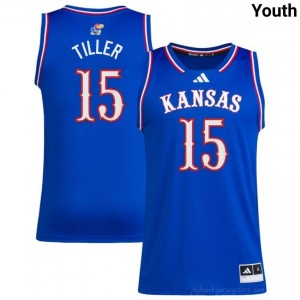 Top-Rated #15 Bryson Tiller University of Kansas Jersey - Youth Royal College Basketball Embroidered 20821797