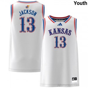 University of Kansas White Elmarko Jackson #13 Basketball Jersey - Genuine Youth NCAA Hoops Stitched 97612721