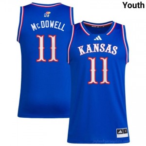Top-Rated #11 Jamari McDowell Kansas Jayhawks Jersey - Youth Royal College Basketball Embroidered 14258410