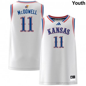 Kansas White Jamari McDowell #11 Basketball Jersey - Genuine Youth NCAA Hoops Stitched 54432167