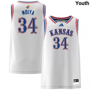 Kansas White Paul Mbiya #34 Basketball Jersey - Genuine Youth High School Hoops Stitched 69747747