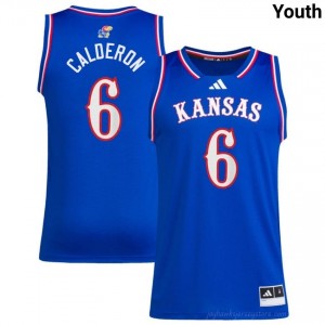 Top-Rated #6 Samis Calderon Kansas Jersey - Youth Royal College Basketball Embroidered 48816101