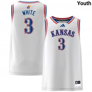 KU Jayhawks White Tre White #3 Basketball Jersey - Genuine Youth High School Hoops Stitched 97852845