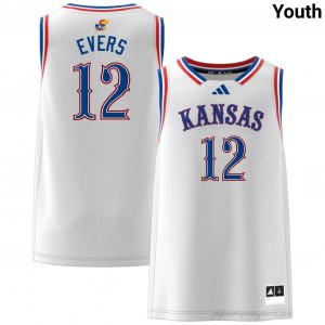 University of Kansas White Wilder Evers #12 Basketball Jersey - Genuine Youth NCAA Hoops Stitched 31017317